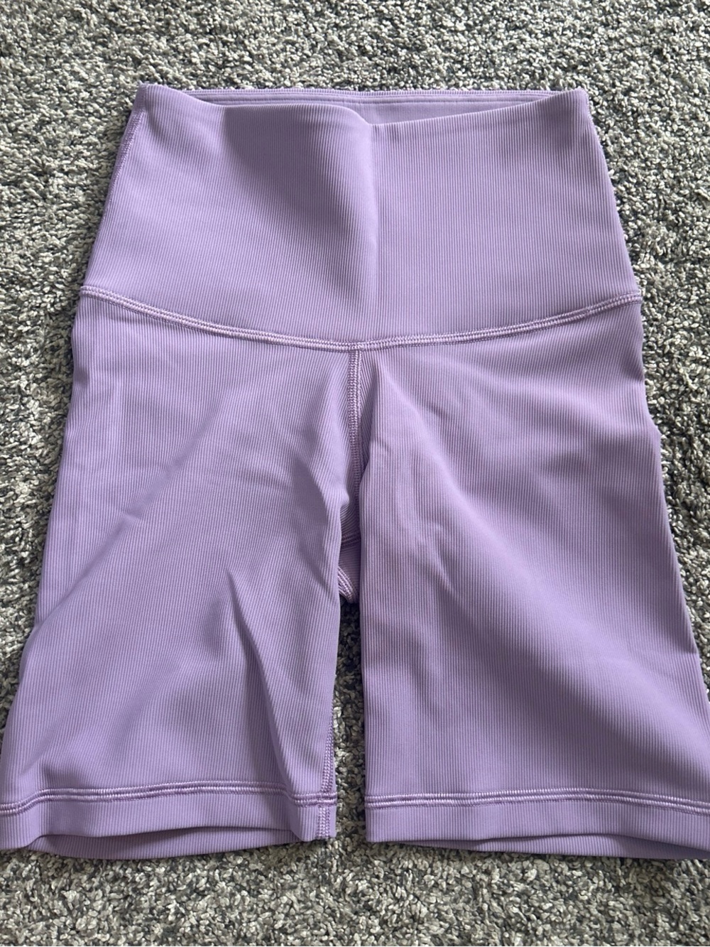 Aritzia TNA purple ribbed biker shorts